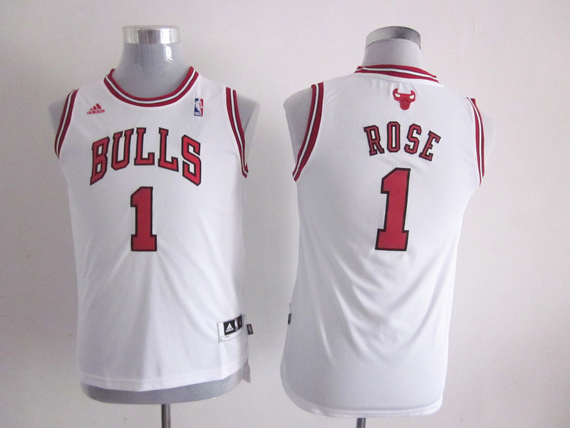  NBA Kids Chicago Bulls 1 Derrick Rose New Revolution 30 Swingman Youth White Jersey